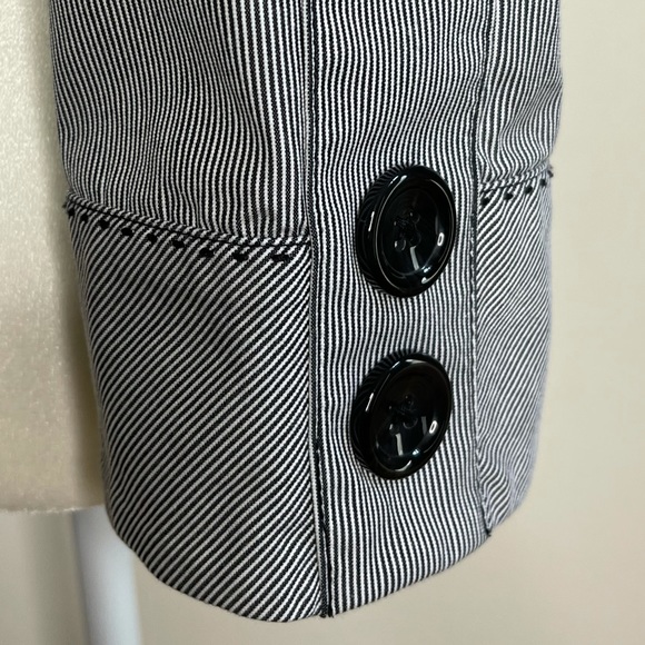 LOFT Blue/Black & White Striped Bolero Jacket. - Picture 6 of 12